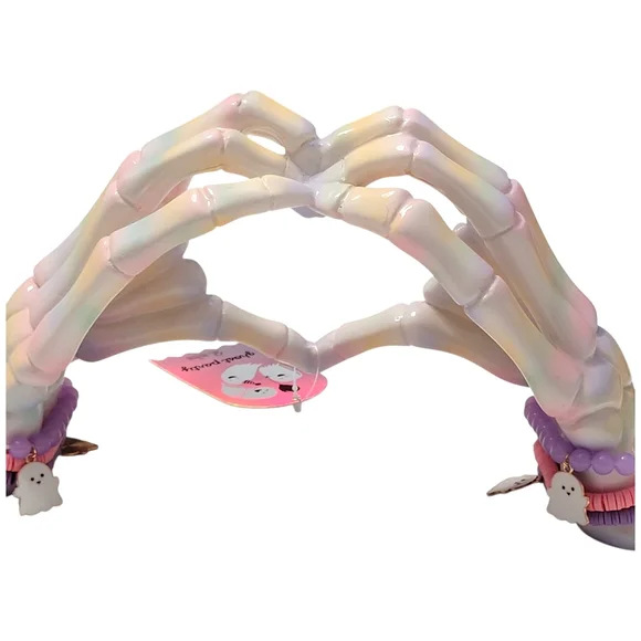NEW Pastel Skeleton Heart Hands Kawaii Halloween Decor Summerween TikTok Viral - Picture 11 of 14